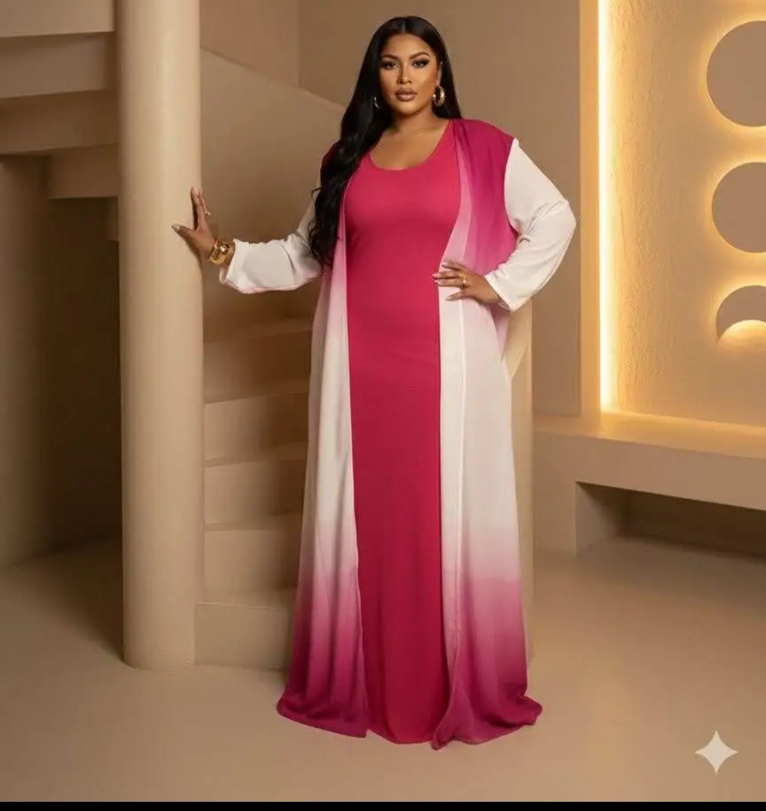 Ensemble Kimono + Robe dégradé rose