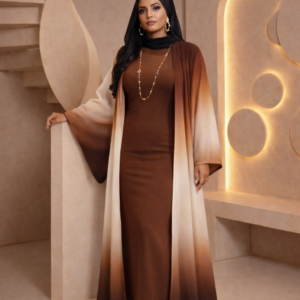 Ensemble kimono dégradé marron